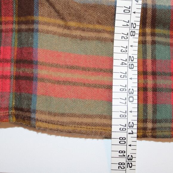 L. L. Bean Traditional Fit Mens Flannel Shirt sz L Tan, Red & Green Scotch Plaid - Picture 5 of 9